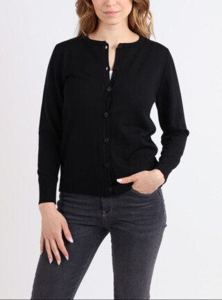 MAISON SOLFIN - Cardigan femme en laine mérinos noir