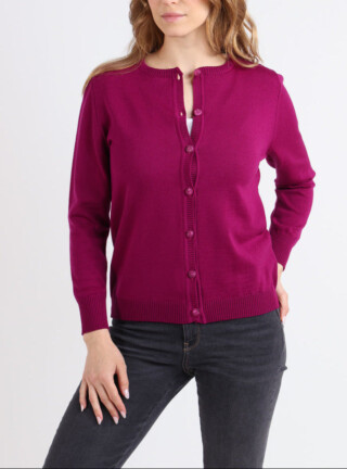 MAISON SOLFIN - Cardigan femme en laine mérinos violet