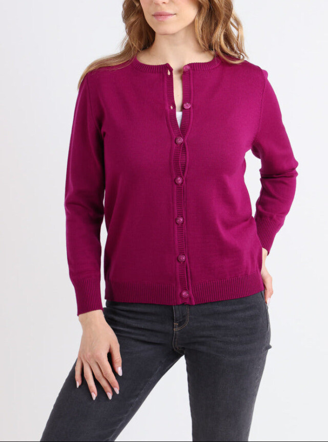 Cardigan femme en laine mérinos violet par la marque MAISON SOLFIN MAISON SOLFIN - Cardigan femme en laine mérinos violet