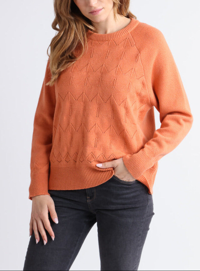 Pull femme laine et cachemire orange par la marque MAISON SOLFIN MAISON SOLFIN - Pull femme laine et cachemire orange