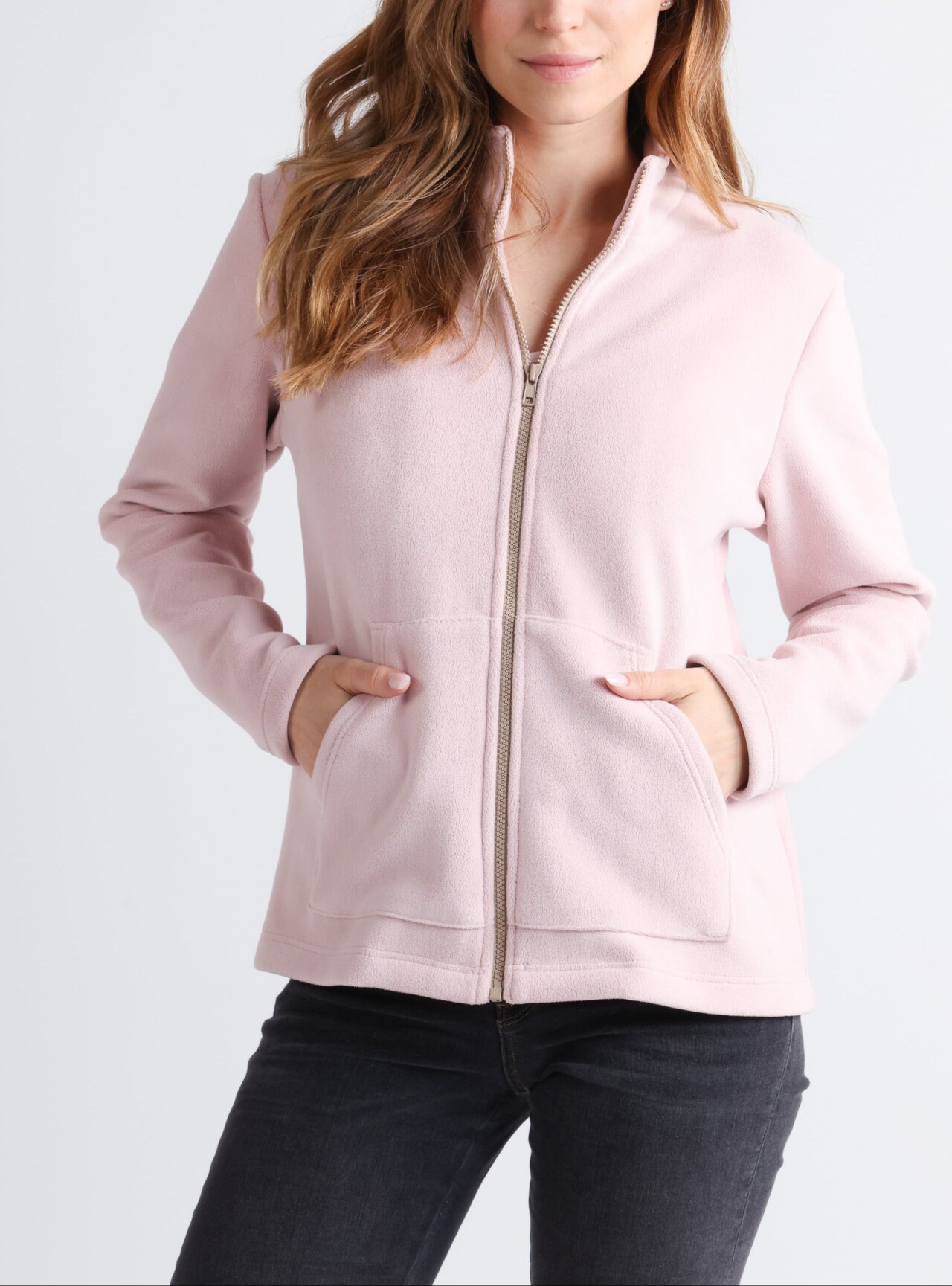 7799 rose poudre 1 Maison Solfin - Veste zippée femme rose poudre – 5