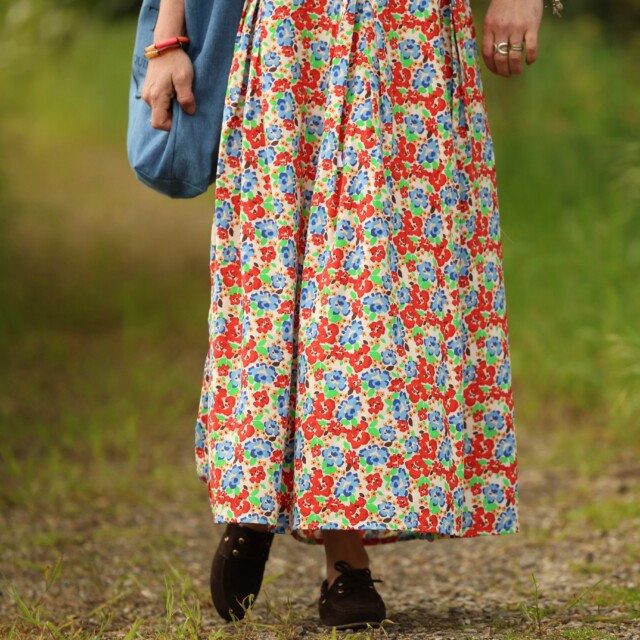 Quintessence - Robe Louisa manches 3/4 – Coton coquelicots – XXL