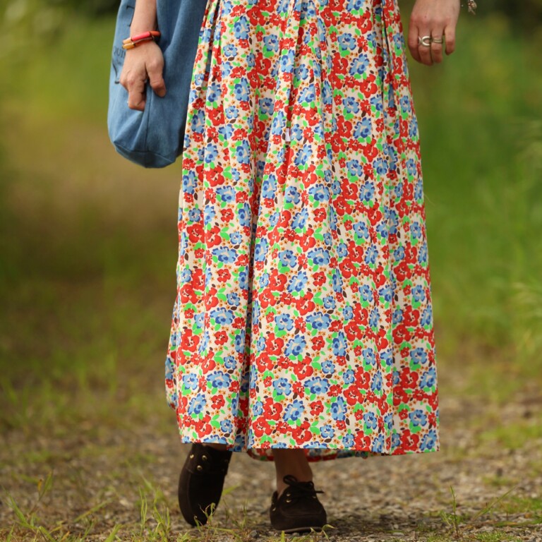 Quintessence - Robe Louisa manches 3/4 – Coton coquelicots – XXL