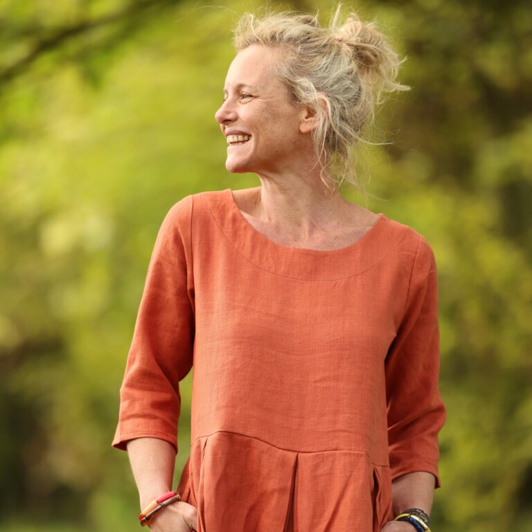Quintessence - Robe Louisa manches 3/4 – Lin terre cuite – S