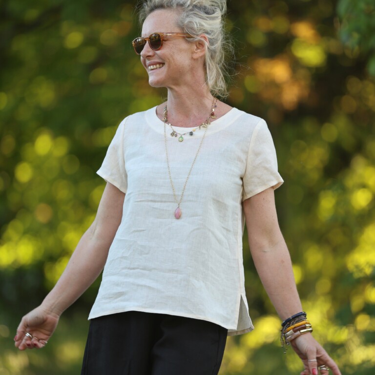 Quintessence - Blouse Emeline en lin ivoire – 3XL