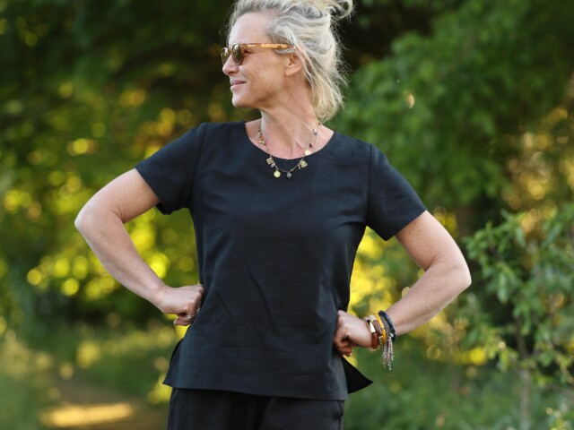 Quintessence - Blouse Emeline en lin noir – XXL