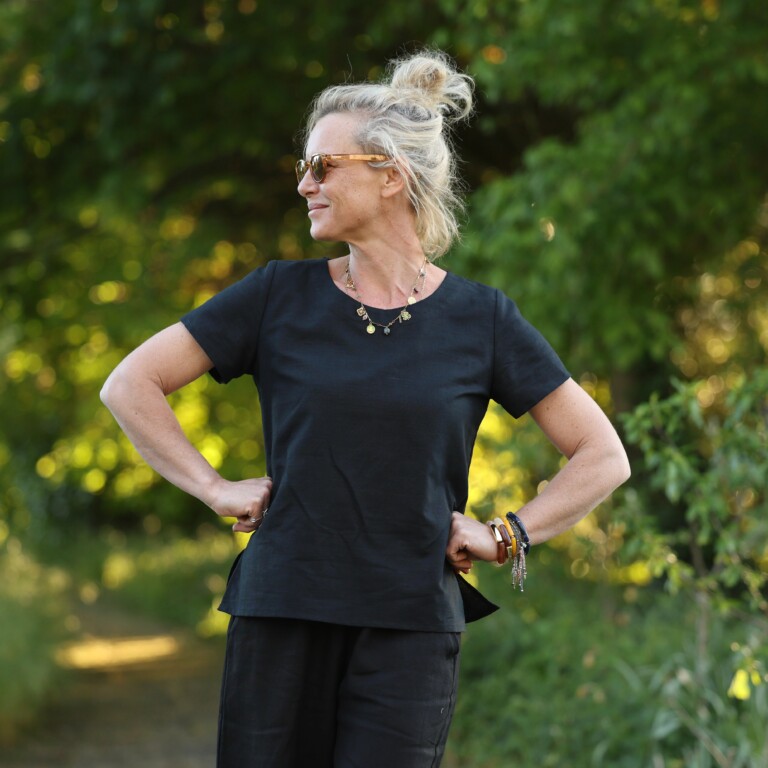 Quintessence - Blouse Emeline en lin noir – XXL