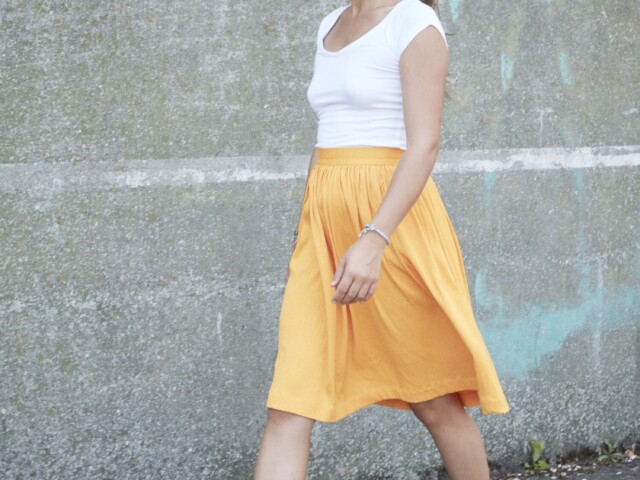 7 Ecclo collection printemps 2020 jupe orange et t shirt blanc recycle upcycle made in france 2 1 ECCLO - Jupe froncée orange – 36