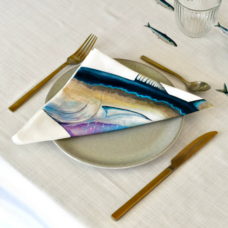 varek.illustrations - Serviette de table en coton : Thon Rouge