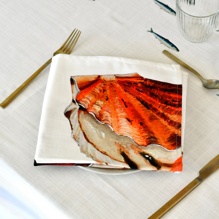 varek.illustrations - Pack de 4 serviettes de table : La Marée Nacrée