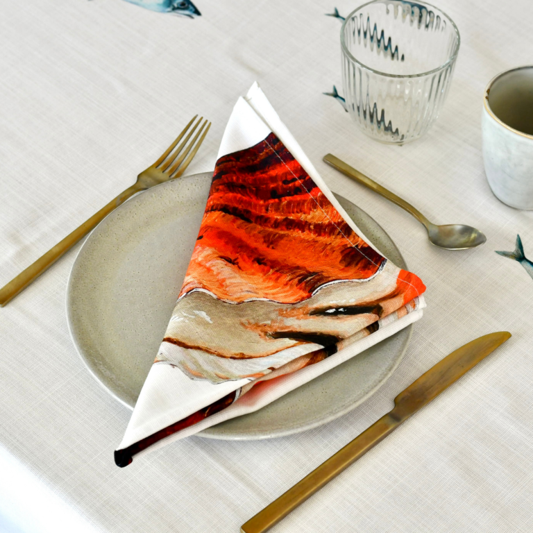 varek.illustrations - Serviette de table en coton : Coquille Saint Jacques