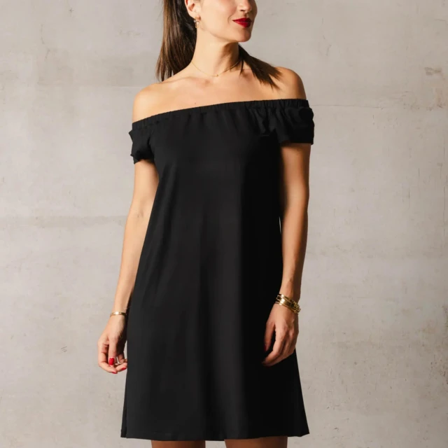 Thelma & Rose - Robe courte col bardot Alba – Noir / T3