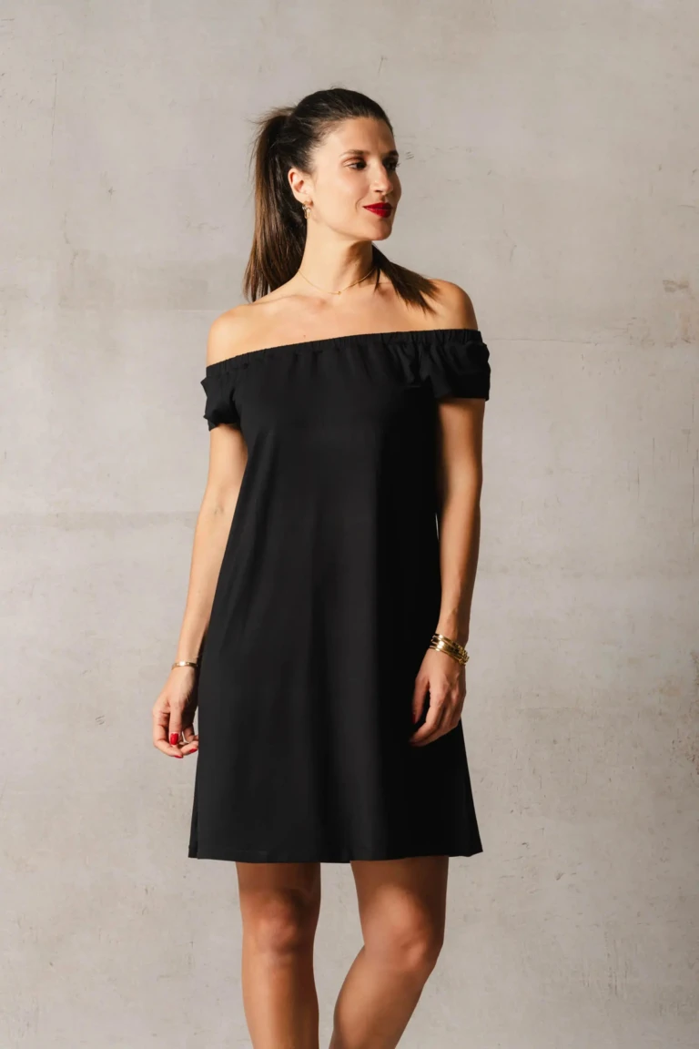 Thelma & Rose - Robe courte col bardot Alba – Noir / T3