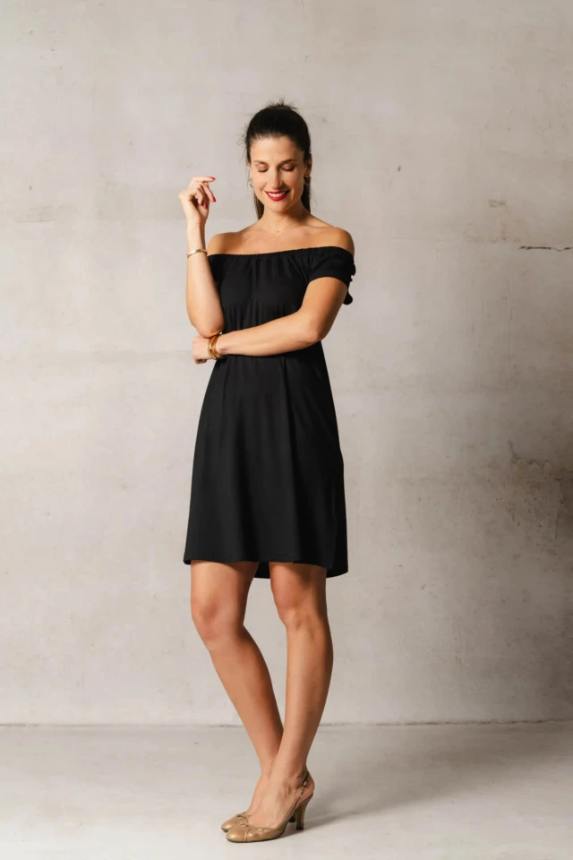 Robe courte col bardot Alba par la marque THELMA & ROSE THELMA & ROSE - Robe courte col bardot Alba