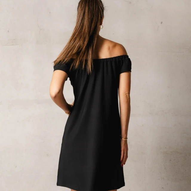 Thelma & Rose - Robe courte col bardot Alba – Noir / T3