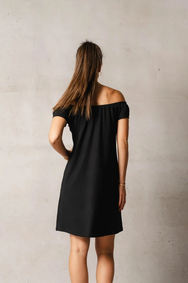 Thelma & Rose - Robe courte col bardot Alba – Noir / T3