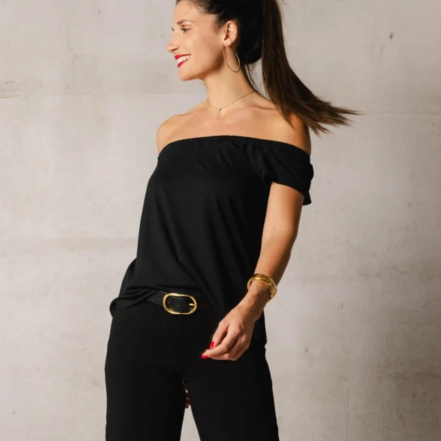 Thelma & Rose - Top col bardot Alma – Noir / T3