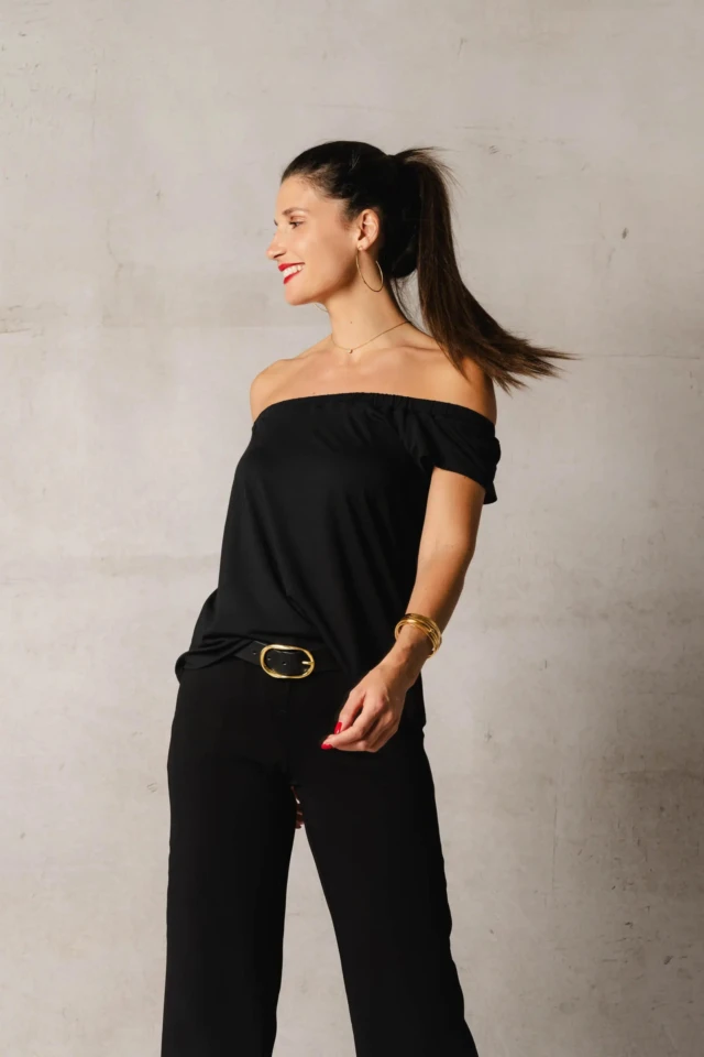 Thelma & Rose - Top col bardot Alma – Noir / T3