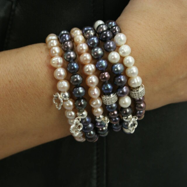 NEIJE - Coffret Collier & Bracelet Perles d'eau douce Noires et Argent 925 - Swann – XL (poignet de 19 à 21 cm) / 50 cm + extension de 5 cm