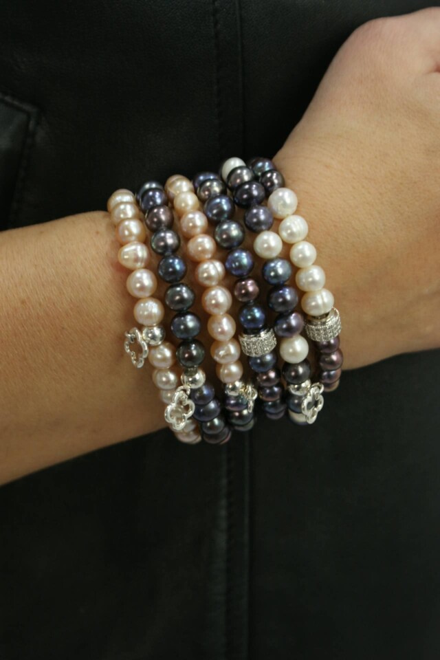 NEIJE - Coffret Collier & Bracelet Perles d'eau douce Noires et Argent 925 - Swann – XL (poignet de 19 à 21 cm) / 50 cm + extension de 5 cm
