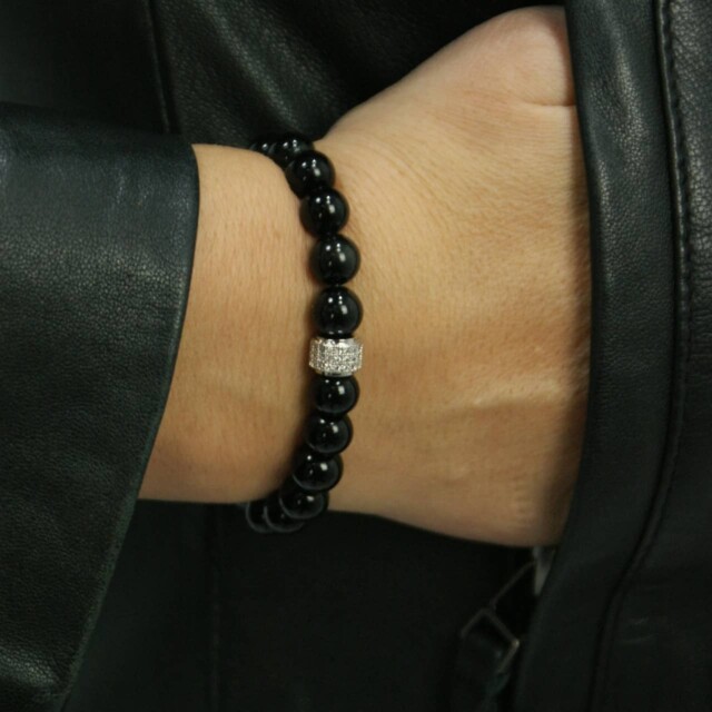 NEIJE - Bracelet Dorian Onyx Or Jaune – XL (poignet de 19 à 21 cm)