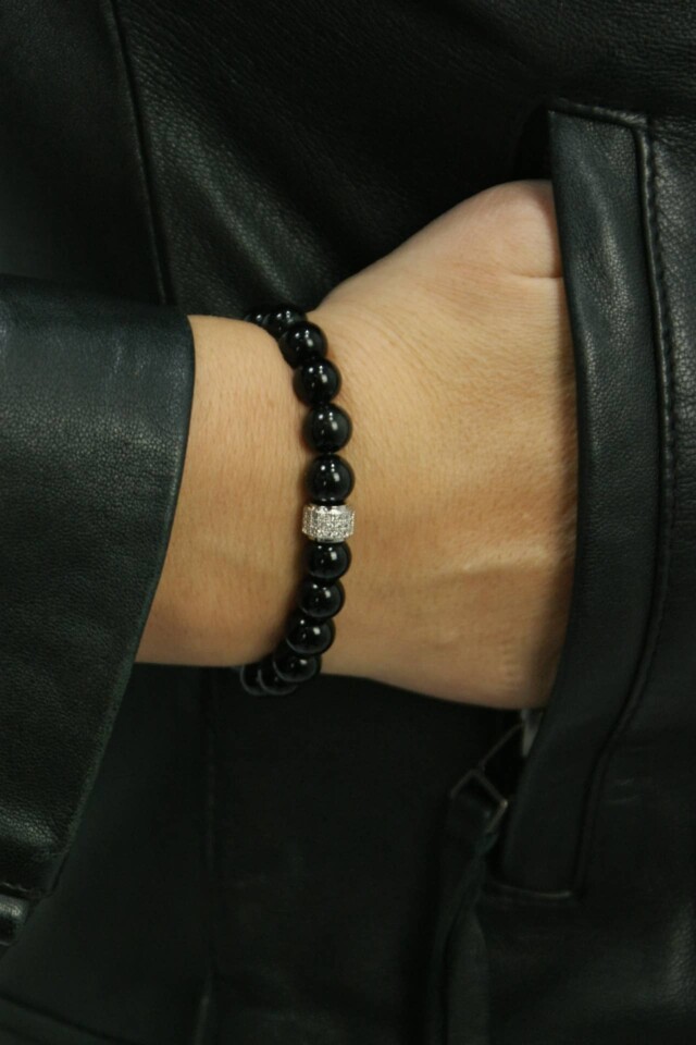 NEIJE - Bracelet Dorian Onyx Or Jaune – XL (poignet de 19 à 21 cm)