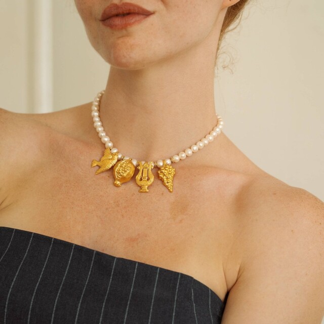NEIJE - Collier Jardin Secret Perles de Culture et Plaqué Or – 38 cm + extension de 5 cm