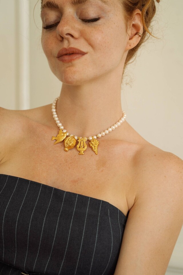 NEIJE - Collier Jardin Secret Perles de Culture et Plaqué Or – 38 cm + extension de 5 cm