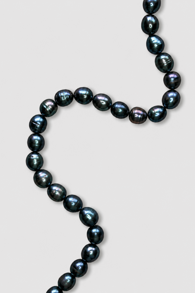 NEIJE - Collier Monte-Cristo Perles d'eau douce Noires – 50 cm + extension de 5 cm