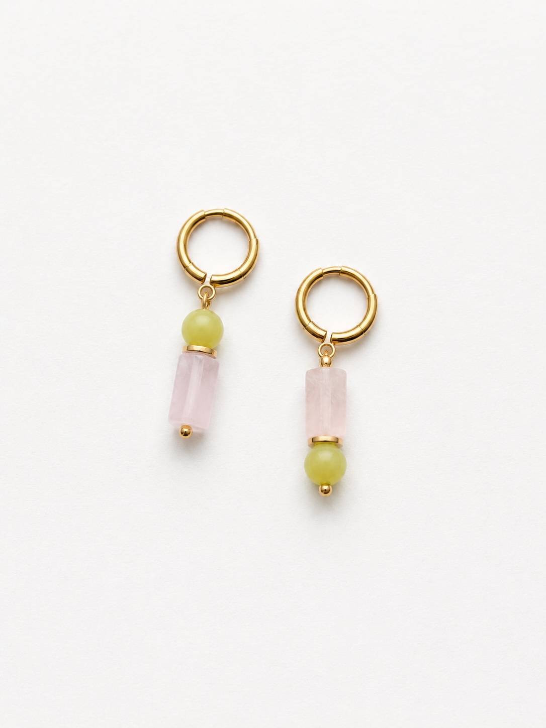 Boucles doreilles Candy en quartz rose jade lemon et hematite doree 4 Maison Mallow - Boucles d'oreilles Candy