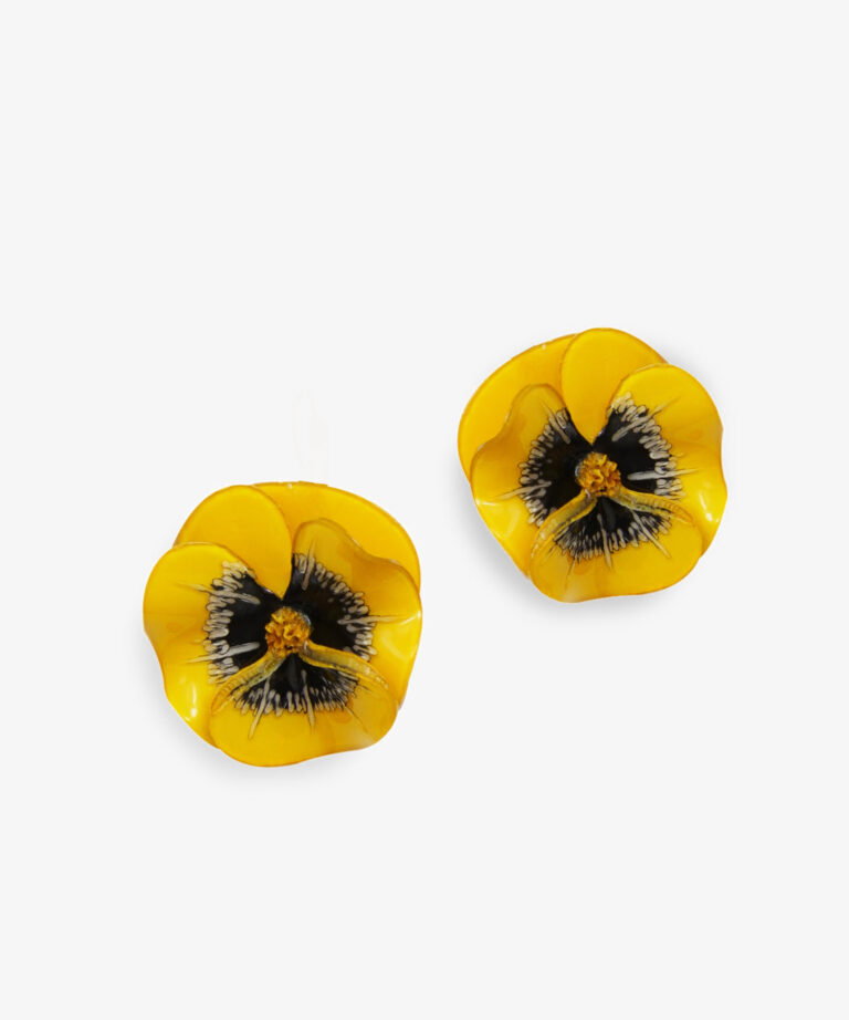Ciléa Paris - Boucles d'oreilles courtes Pensée - Petit – Édition limitée - Bleu Canard / Dormeuse (Oreilles percées)