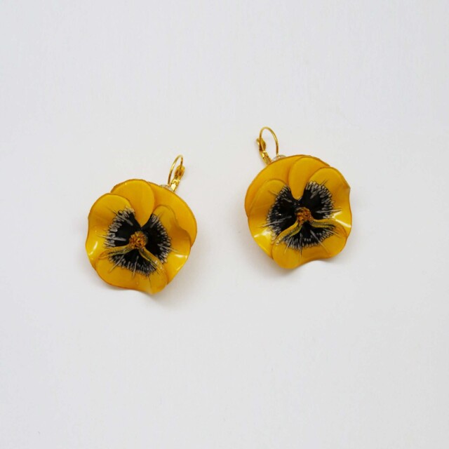 Ciléa Paris - Boucles d'oreilles courtes Pensée - Petit – Édition limitée - Bleu Canard / Dormeuse (Oreilles percées)