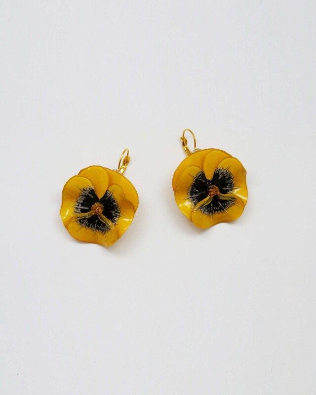 Ciléa Paris - Boucles d'oreilles courtes Pensée - Petit – Édition limitée - Bleu Canard / Dormeuse (Oreilles percées)
