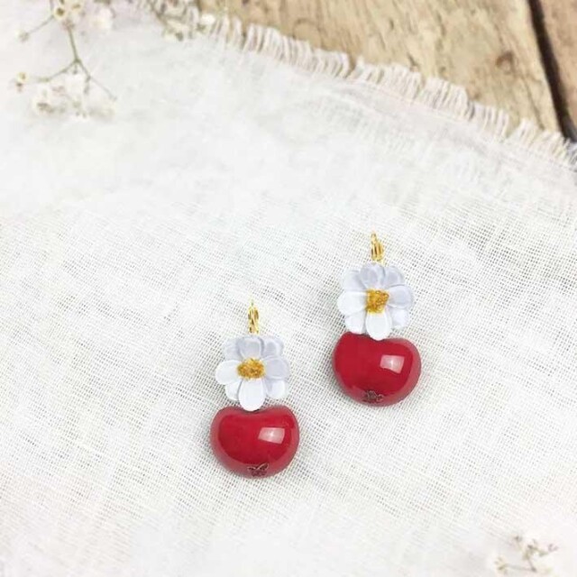 Ciléa Paris - Boucles d'oreilles Pomme Botanica – Fleur / Dormeuse (Oreilles percées)