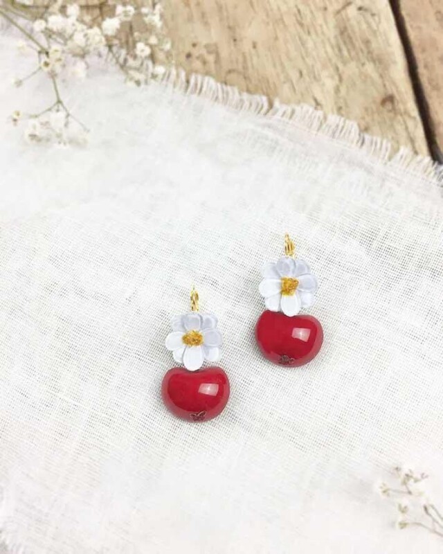 Ciléa Paris - Boucles d'oreilles Pomme Botanica – Fleur / Dormeuse (Oreilles percées)