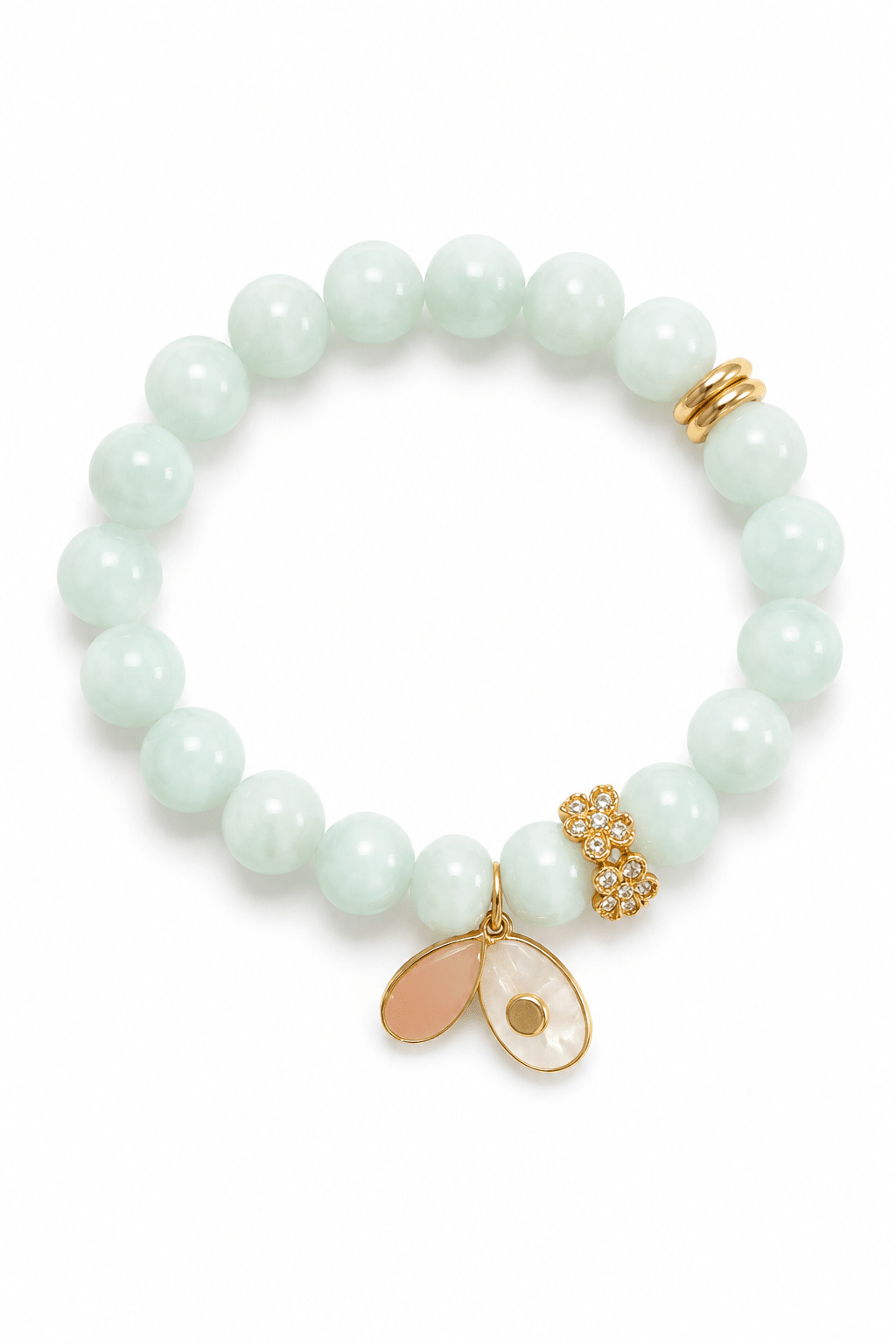 NEIJE - Bracelet Aigue-Marine Pierre de Lune & Cornaline – La Douceur du Monde – L (poignet de 17 à 19 cm)