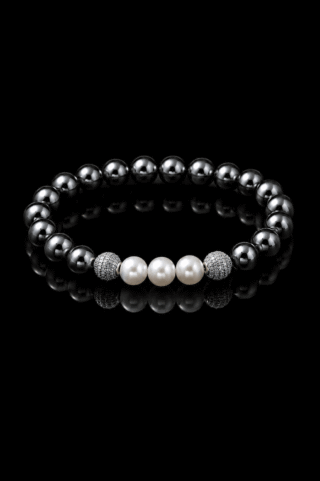 Bracelet Eclipse Hématite et Or Blanc par la marque NEIJE NEIJE - Bracelet Eclipse Hématite et Or Blanc
