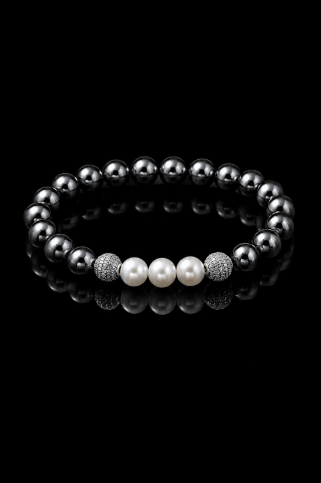 Bracelet Eclipse Hématite et Or Blanc par la marque NEIJE NEIJE - Bracelet Eclipse Hématite et Or Blanc