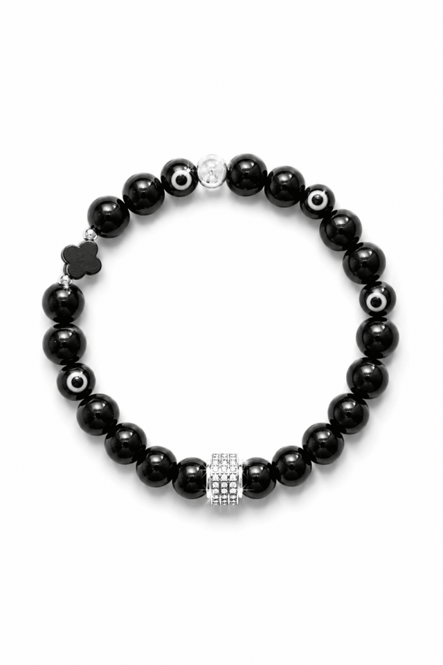 NEIJE - Bracelet Lucky Onyx Or Blanc