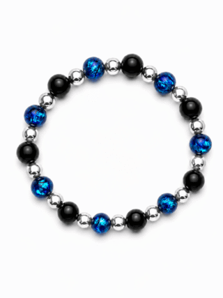 NEIJE - Bracelet Nuit Étoilée – Perles Hotaru & Onyx – Argent 925
