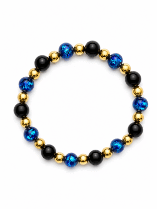 NEIJE - Bracelet Nuit Étoilée – Perles Hotaru & Onyx – Or Jaune