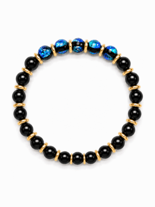 Bracelet Soleil Noir – Perles Hotaru & Onyx – Or Jaune par la marque NEIJE NEIJE - Bracelet Soleil Noir – Perles Hotaru & Onyx – Or Jaune
