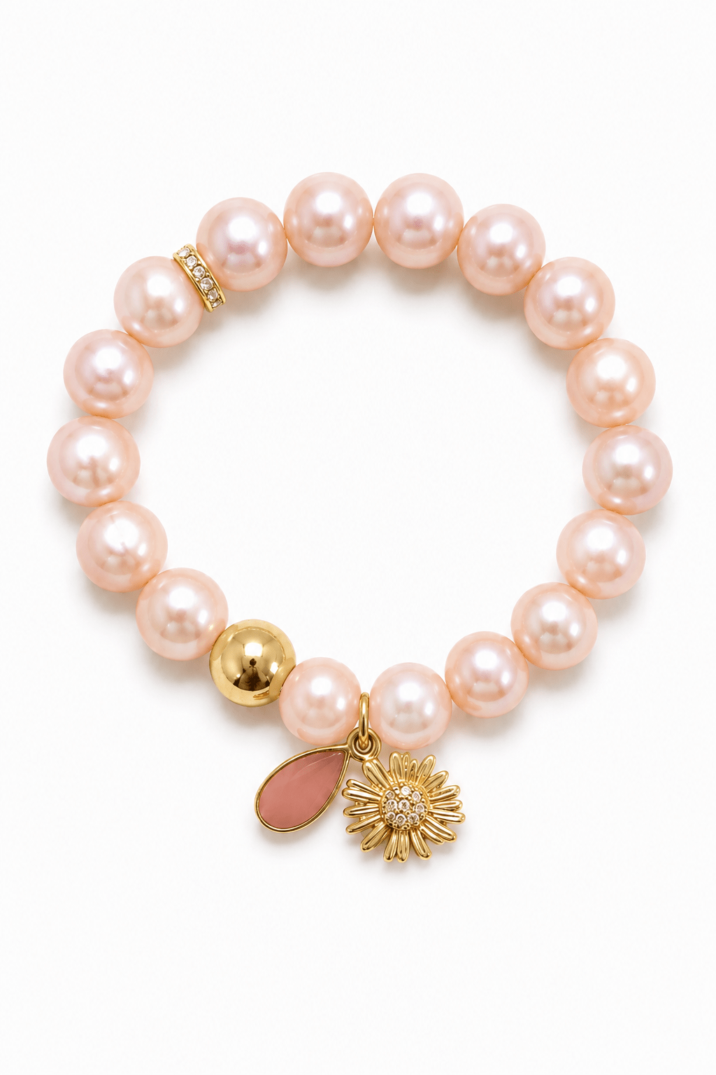 NEIJE - Bracelet Perles d'eau douce Roses & Cornaline – La Délicatesse – L (poignet de 17 à 19 cm)