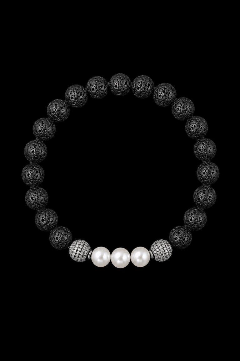 Bracelet Eclipse Pierre de Lave et Or Blanc NEIJE Marques de France — free download