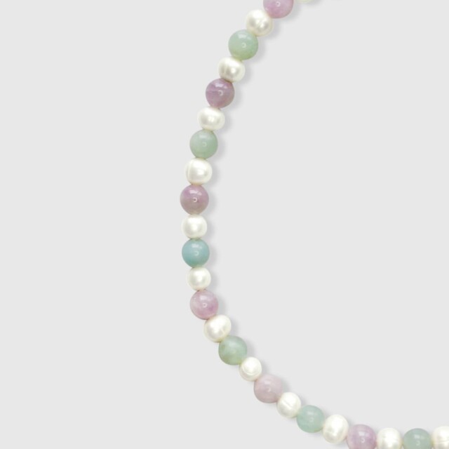 NEIJE - Collier Candy Perles d'eau douce Aigue Marine et Kunzite – 50 cm + extension de 5 cm