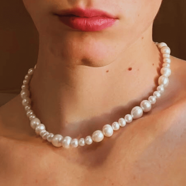 NEIJE - Collier Carmen Perles d'eau douce et Argent 925 – 50 cm + extension de 5 cm