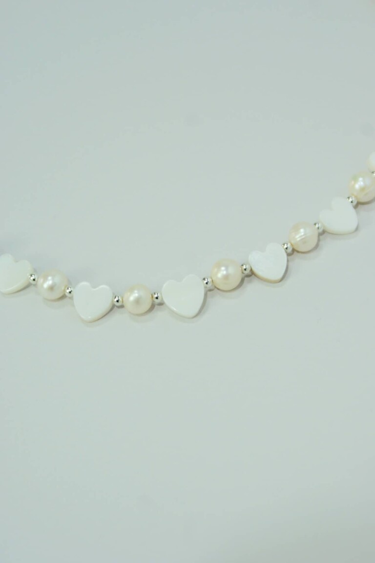 NEIJE - Collier Sacré-Coeur Perles de Culture Nacre et Argent 925 – 50 cm + extension de 5 cm