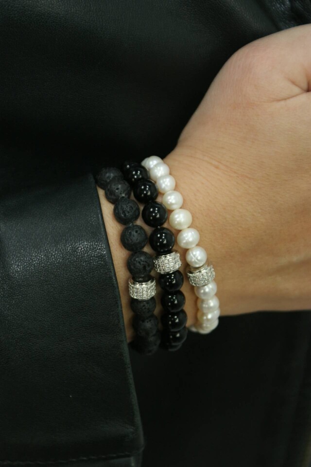 NEIJE - Bracelet Belle du Seigneur Perles de Culture et Plaqué Or Blanc – L (poignet de 17 à 19 cm)