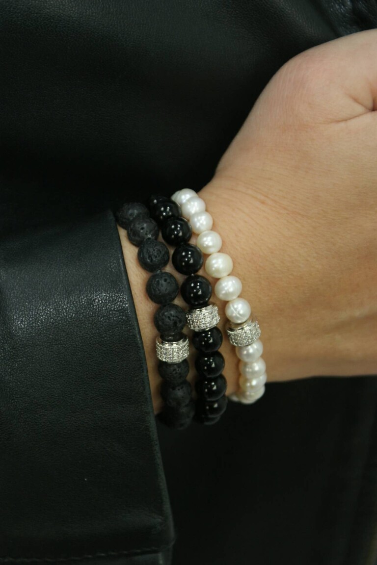 NEIJE - Bracelet Belle du Seigneur Perles de Culture et Plaqué Or Blanc – L (poignet de 17 à 19 cm)