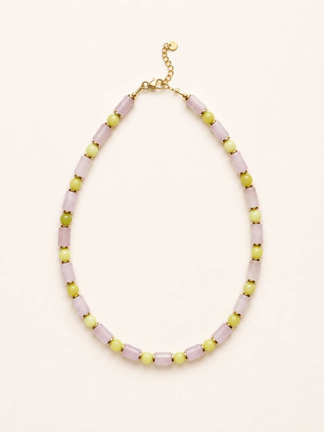 Collier Candy en quartz rose en jade lemon Maison Mallow - Collier Candy